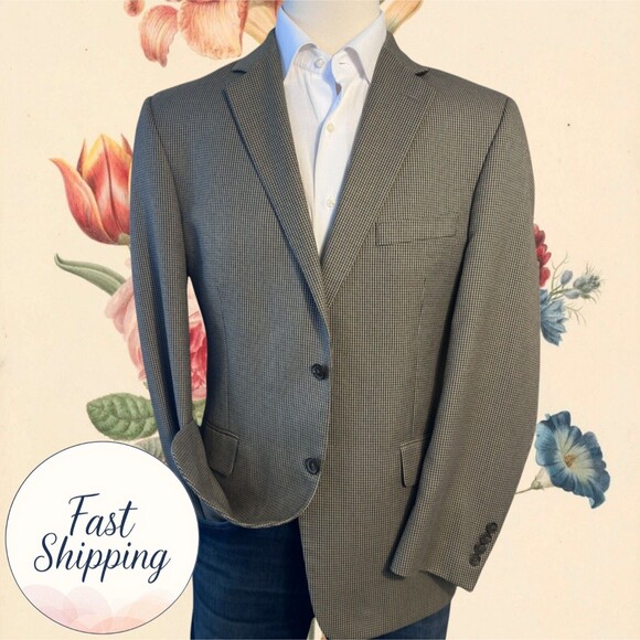 STAFFORD Men's 42R Brown Tan Blazer Sport Coat Two Button Jacket Single Vent - Picture 1 of 13